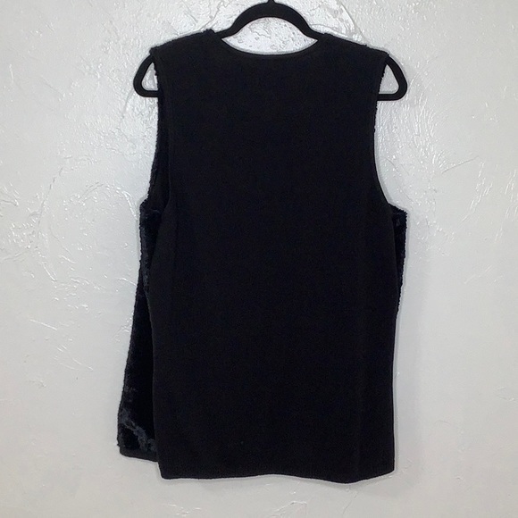 Chico’s 2 faux fur sweater back black vest size Large EUC - Picture 3 of 13